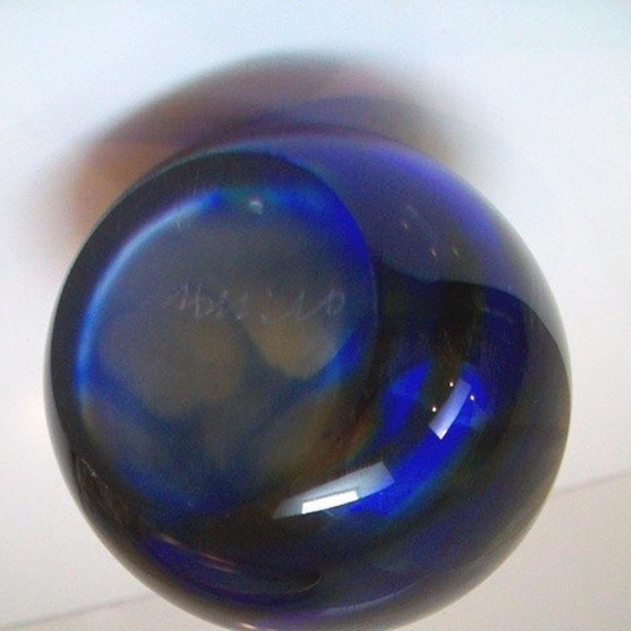 Postmodern Art Glass Vase Blue Yellow Decorative Vase - Picture 3 of 3